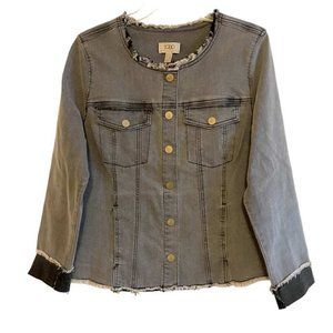 LOGO by Lori Goldstein Denim Jacket with Frayed Edges SIZE 10 (2001C)